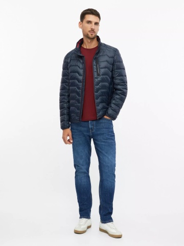 s.Oliver Tricou barbati din bumbac, cu decolteu la baza gatului, Regular fit, Bordeaux - Img 4