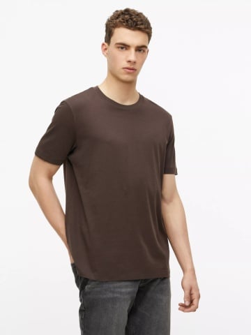 s.Oliver Tricou barbati, din bumbac, la baza gatului, Regular fit, Maro inchis