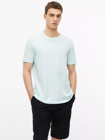 s.Oliver Tricou barbati, din bumbac, la baza gatului, Regular fit, Turcoaz deschis