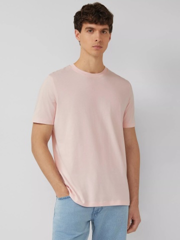 s.Oliver Tricou barbati din bumbac, la baza gatului, Regular fit, Piersica