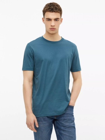 s.Oliver Tricou barbati, din bumbac, la baza gatului, Regular fit, Albastru petrol