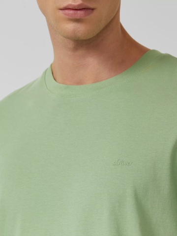 s.Oliver Tricou barbati din bumbac, Regular fit, Verde - Img 3
