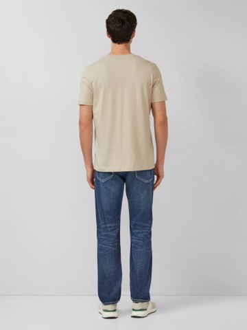 s.Oliver Tricou barbati la baza gatului, din bumbac, Regular fit, Bej - Img 2