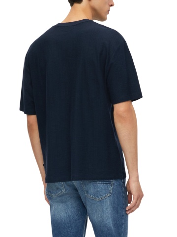 s.Oliver Tricou barbati, la baza gatului, din bumbac, Relaxed Fit, Bleumarin inchis - Img 2