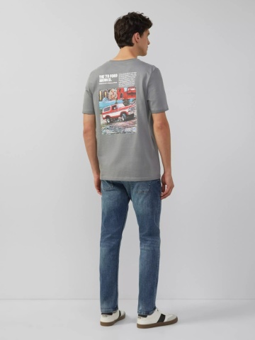 s.Oliver Tricou barbati la baza gatului, Regular fit, cu imprimeu Ford®, Gri inchis - Img 2