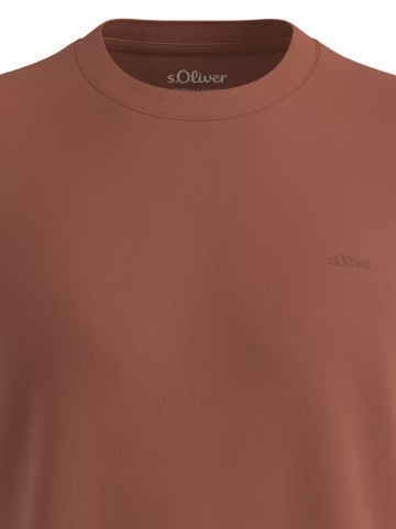 s.Oliver Tricou cu decolteu la baza gatului, barbati, din bumbac, Regular fit, Maro - Img 3