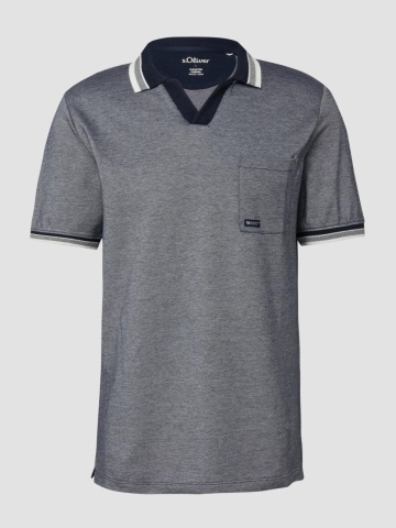 s.Oliver Tricou polo barbati cu anchior din bumbac piqué, Regular fit, Bleumarin inchis - Img 6