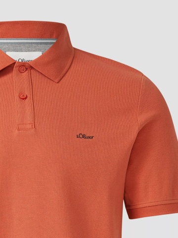 s.Oliver Tricou polo barbati, cu logo, Regular fit, Portocaliu - Img 6