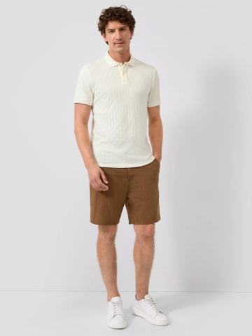 s.Oliver Tricou polo barbati din amestec de bumbac, Regular fit, Crem - Img 4