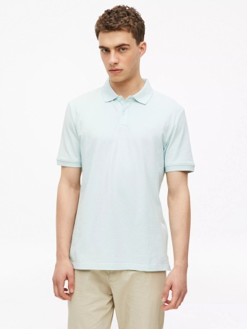 s.Oliver Tricou polo barbati din piqué de bumbac, Regular fit, Albastru deschis