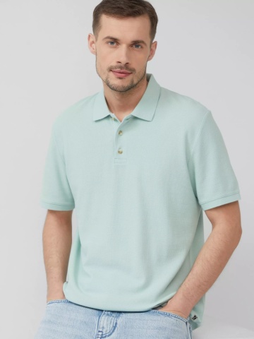 s.Oliver Tricou polo barbati, din piqué waffle, Regular fit, Turcoaz - Img 4