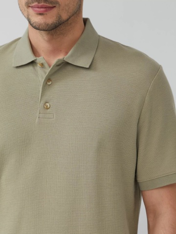 s.Oliver Tricou polo barbati, din piqué waffle, Regular fit, Verde masliniu - Img 4