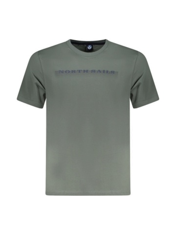 Tricou barbati, cu imprimeu cu text, Regular fit, Verde - Img 1