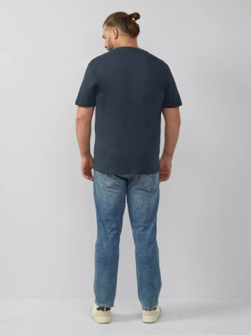 Tricou cu maneca scurta si decolteu la baza gatului, barbati big sizes, Bleumarin - Img 10