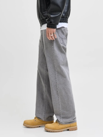 Jack & Jones Blugi barbati ALEX, cu talie inalta si croiala Baggy fit, Gri - Img 2