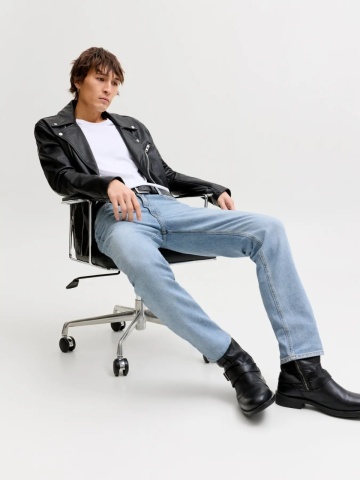 Jack & Jones Blugi barbati CLARK, cu talie medie si croiala Regular fit, Albastru deschis - Img 7