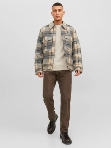 Jack & Jones Bluza barbati, simpla cu decolteu la baza gatului, Bej - Img 6