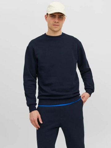 Jack & Jones Bluza barbati, simpla cu decolteu la baza gatului, Bleumarin inchis