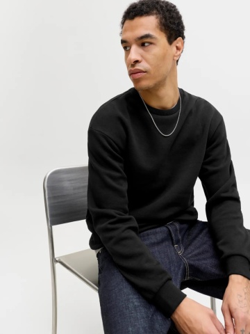 Jack & Jones Bluza barbati, simpla cu decolteu la baza gatului, Negru - Img 5