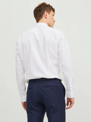 Jack & Jones Camasa barbati, din amestec de bumbac, Slim Fit, Alb - Img 2