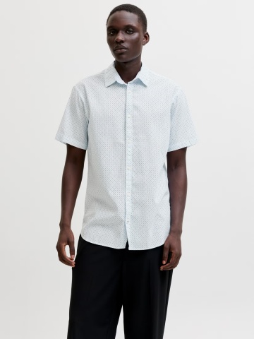 Jack & Jones Camasa de vara barbati, din amestec de in, Regular fit, Albastru deschis