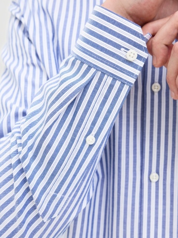 Jack & Jones Camasa non-iron barbati din bumbac organic, Slim Fit, JPRBLAPARKER, Albastru deschis - Img 5