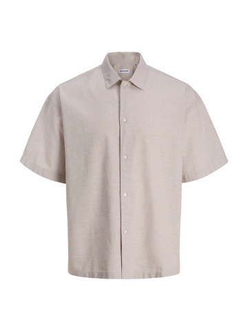 Jack & Jones Camasa oversize cu maneca scurta barbati, din amestec de in, Bej