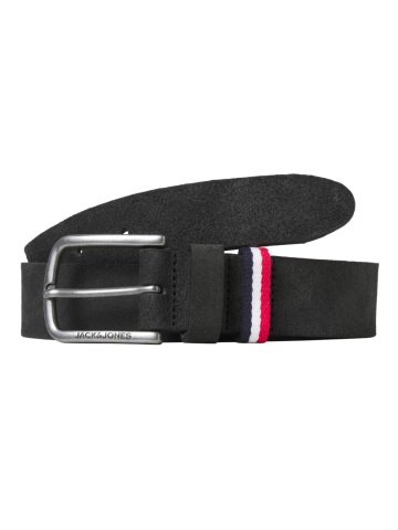 Jack & Jones Curea barbati, din piele intoarsa de vaca, catarama cu stift, Negru