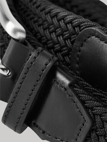 Jack & Jones Curea impletita, barbati, catarama cu stift, Negru - Img 4