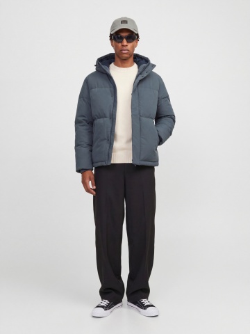 Jack & Jones Geaca barbati, PUFFER, cu gluga, JJESOHO, Gri albastrui - Img 5