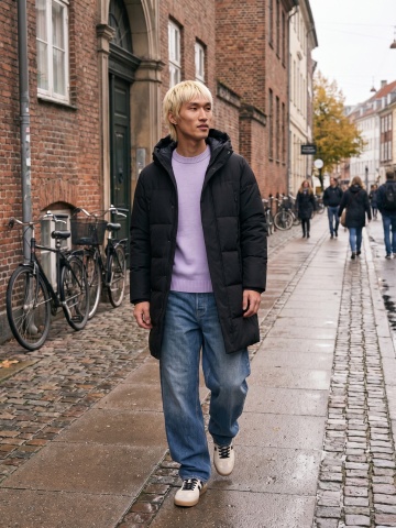 Jack & Jones Geaca lunga barbati, PUFFER, cu gluga, Regular fit, JJEBECKS, Negru - Img 5