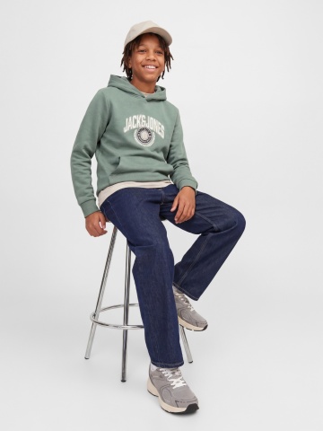 Jack & Jones Hanorac baieti, Regular Fit, fara buzunare, cu imprimeu cu logo, JJCOLLEGEY, Verde - Img 3