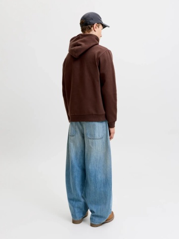 Jack & Jones Hanorac barbati, cu buzunar tip marsupiu, Relaxed Fit, JJEBRADLEY, Visiniu - Img 2