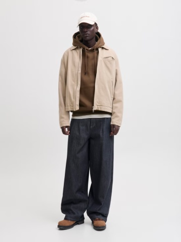 Jack & Jones Hanorac barbati, cu buzunar tip marsupiu, Relaxed Fit, JJEBRADLEY, Maro - Img 6