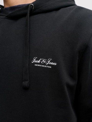 Jack & Jones Hanorac barbati, cu buzunar tip marsupiu, Relaxed Fit, JJEARCHIVE, Negru - Img 5
