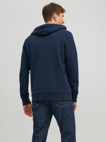 Jack & Jones Hanorac barbati fara fermoar, imprimeu cu logo, JJECORP, Bleumarin inchis - Img 2