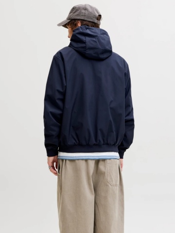 Jack & Jones Jacheta barbati, subtire cu gluga si buzunare oblice, Bleumarin inchis - Img 2