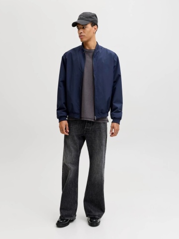 Jack & Jones, Jacheta bomber, barbati, cu buzunare oblice fara fermoar, Bleumarin inchis - Img 6
