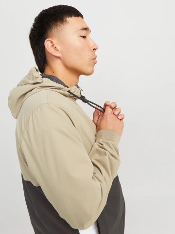 Jack & Jones Jacheta bomber cu gluga, JJERUSH HOOD, Bej/Negru - Img 3