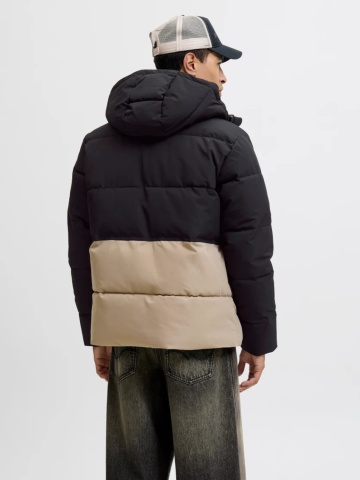 Jack & Jones Jacheta, JJEOWEN PUFFER, barbati, Regular fit, Negru/Crem - Img 2