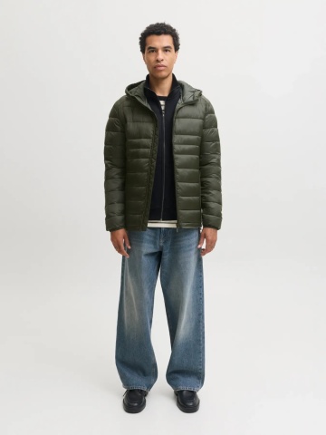 Jack & Jones Jacheta matlasata, barbati, cu gluga, Regular fit, JJEKINGSLEY, Verde inchis - Img 6