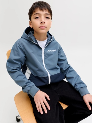 Jack & Jones Jacheta softshell, baieti, cu gluga, Regular fit, Albastru - Img 3