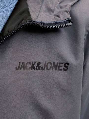 Jack & Jones Jacheta softshell, baieti, cu gluga, Regular fit, Gri inchis - Img 3