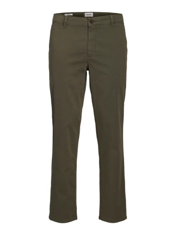 Jack & Jones, Pantaloni chino barbati, cu talie medie, Regular Fit, Jpstollie, Verde inchis - Img 8