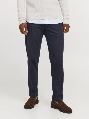 Jack & Jones, Pantaloni chino barbati, cu talie medie, Relaxed Fit, JPSTKANE BARRET, Bleumarin inchis