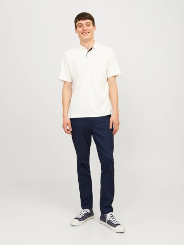 Jack & Jones Pantaloni chino barbati, Dave, croiala Slim fit, Bleumarin inchis - Img 5