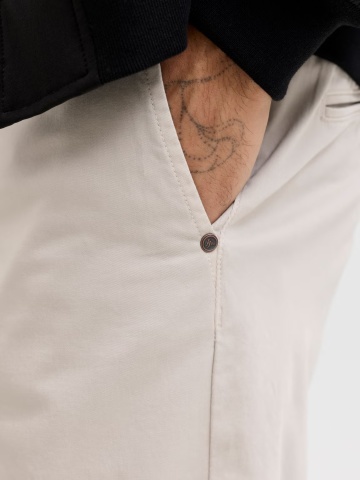 Jack & Jones, Pantaloni chino, barbati, Jpstollie Vance, Regular Fit, cu talie medie, Crem - Img 5