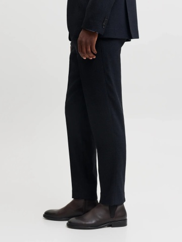 Jack & Jones Pantaloni costum barbati, din amestec de lana, cu talia medie, Slim fit, JPRSOLARIS, Bleumarin inchis - Img 3