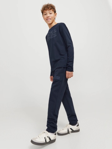 Jack & Jones Pantaloni lungi de trening, baieti, cu talie medie, Relaxed fit, Bleumarin inchis - Img 6