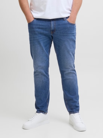 Jack & Jones Plus Blugi Glenn, barbati big sizes, cu talie joasa si croiala Slim Fit, Albastru